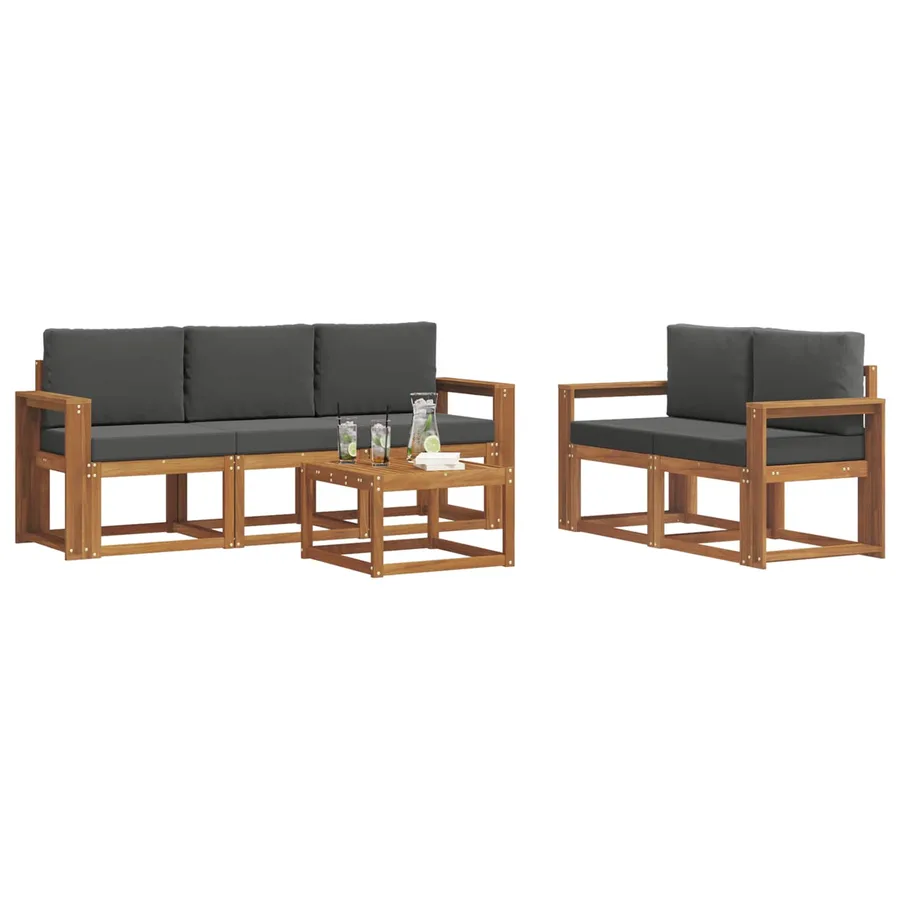Ensemble de canapés d'extérieur 6 pcs Naturel et Anthracite - 3