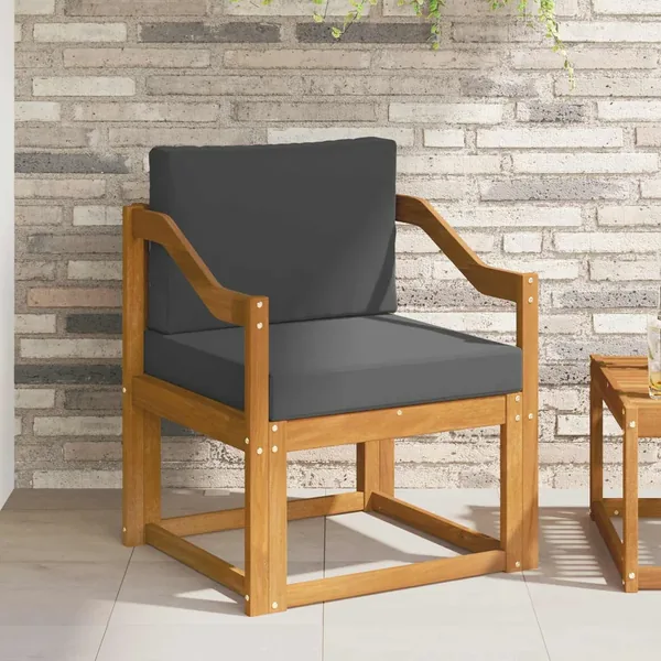 Canapé d’extérieur Bois d'acacia massif et polyester Naturel