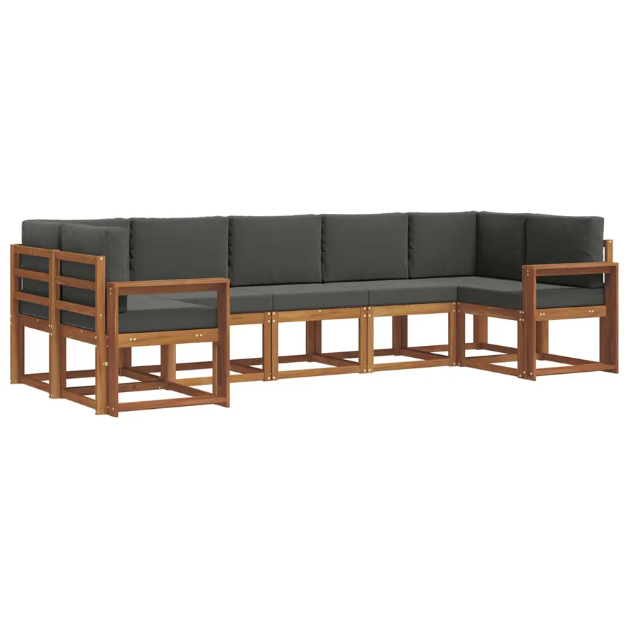 Ensemble de canapés d'extérieur 7 pc Naturel et Anthracite - 2