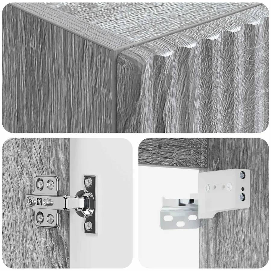 Cabinet de Salle de Bain Mural Sonoma gris 33 x 34,5 x 60 cm - 6