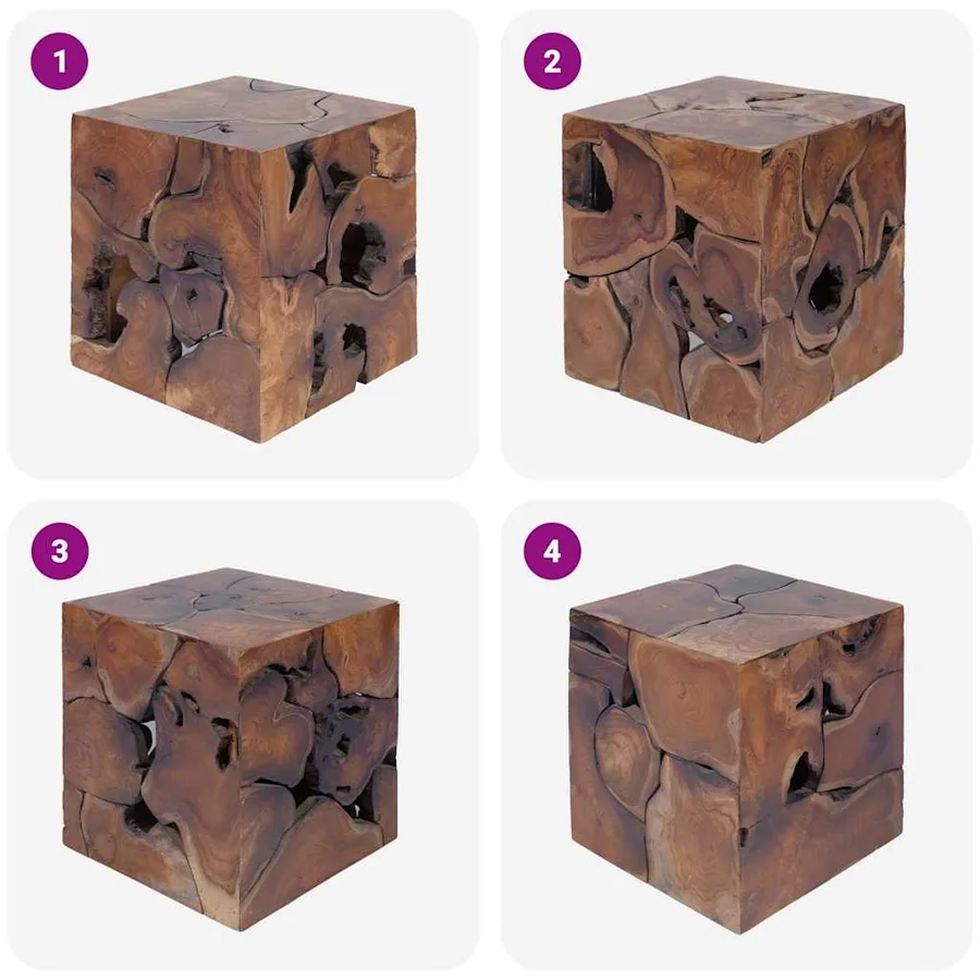 Tabourets 2 pcs marron 40x40x45 cm bois de teck massif - 6