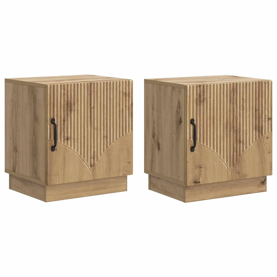 Table de chevet 2 pc Chêne artisanal 43 x 34,5 x 47 cm - 2