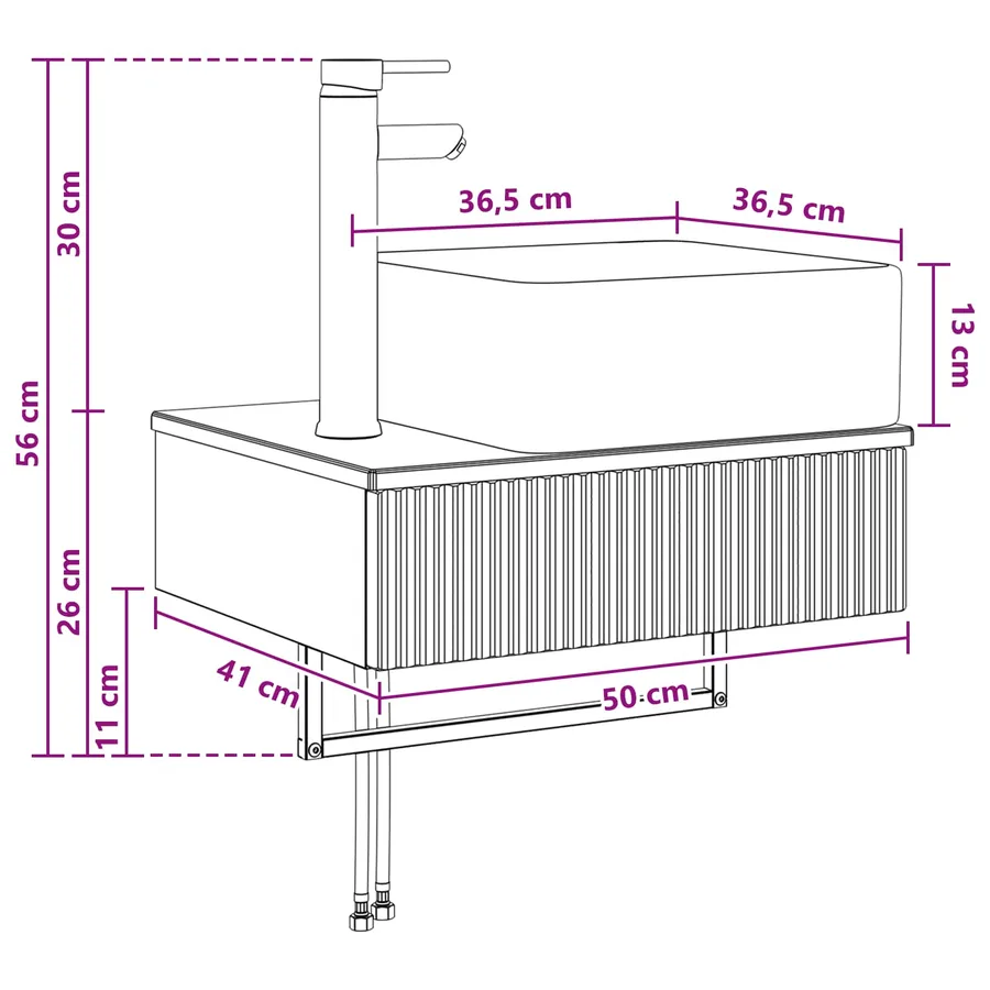 Basin de lavage mural Blanc brillant 50 x 41 x 39 cm - 8