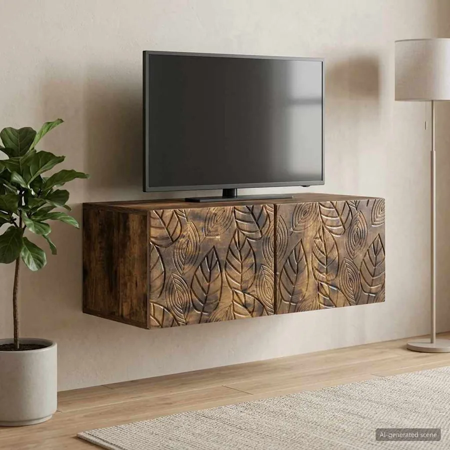 Meuble TV mural 78,5 x 31 cm Chêne fumé Bois d'ingénierie