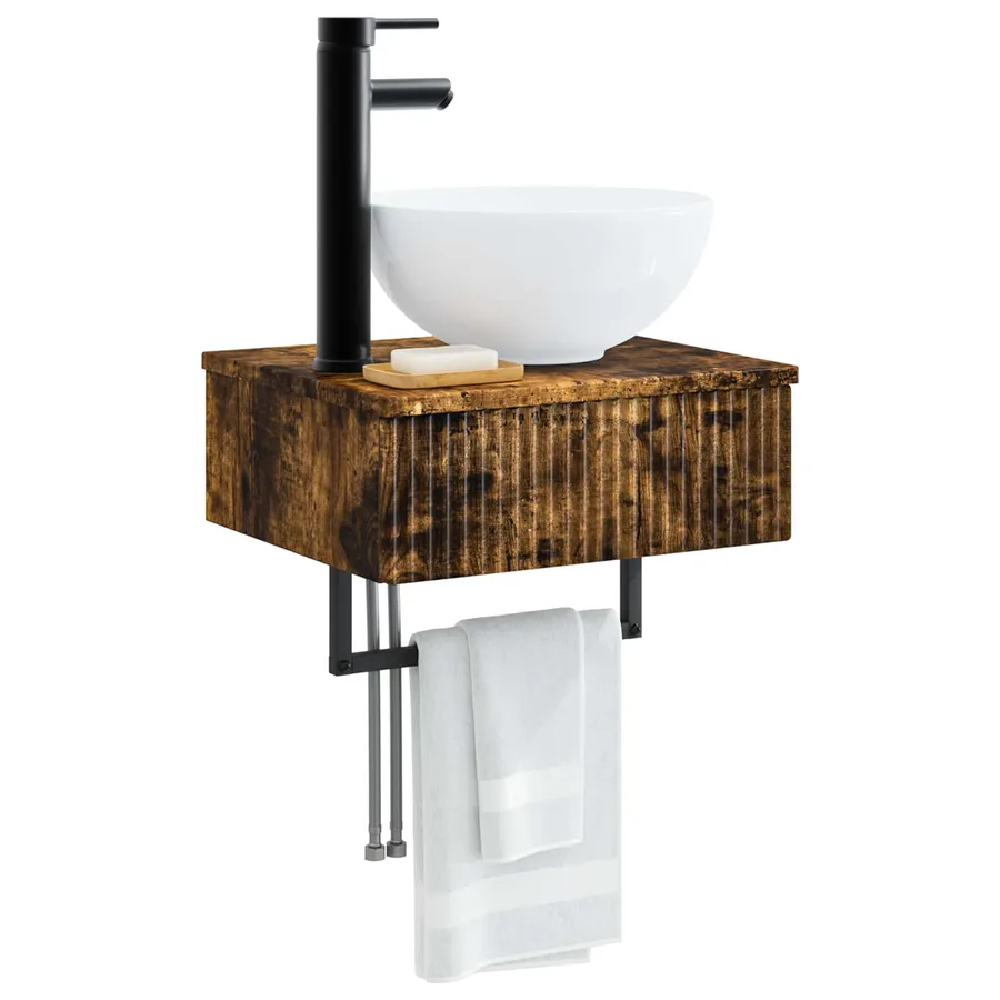 Basin de lavage mural Chêne fumé 40 x 35 x 39 cm - 3