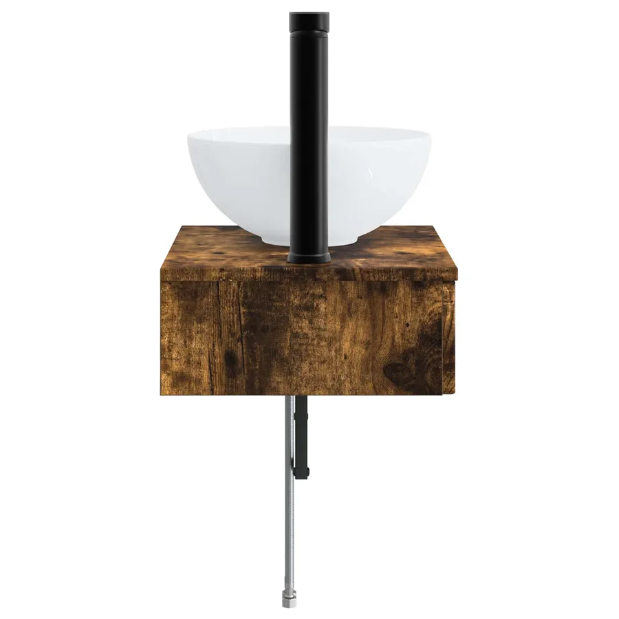 Basin de lavage mural Chêne fumé 40 x 35 x 39 cm - 4