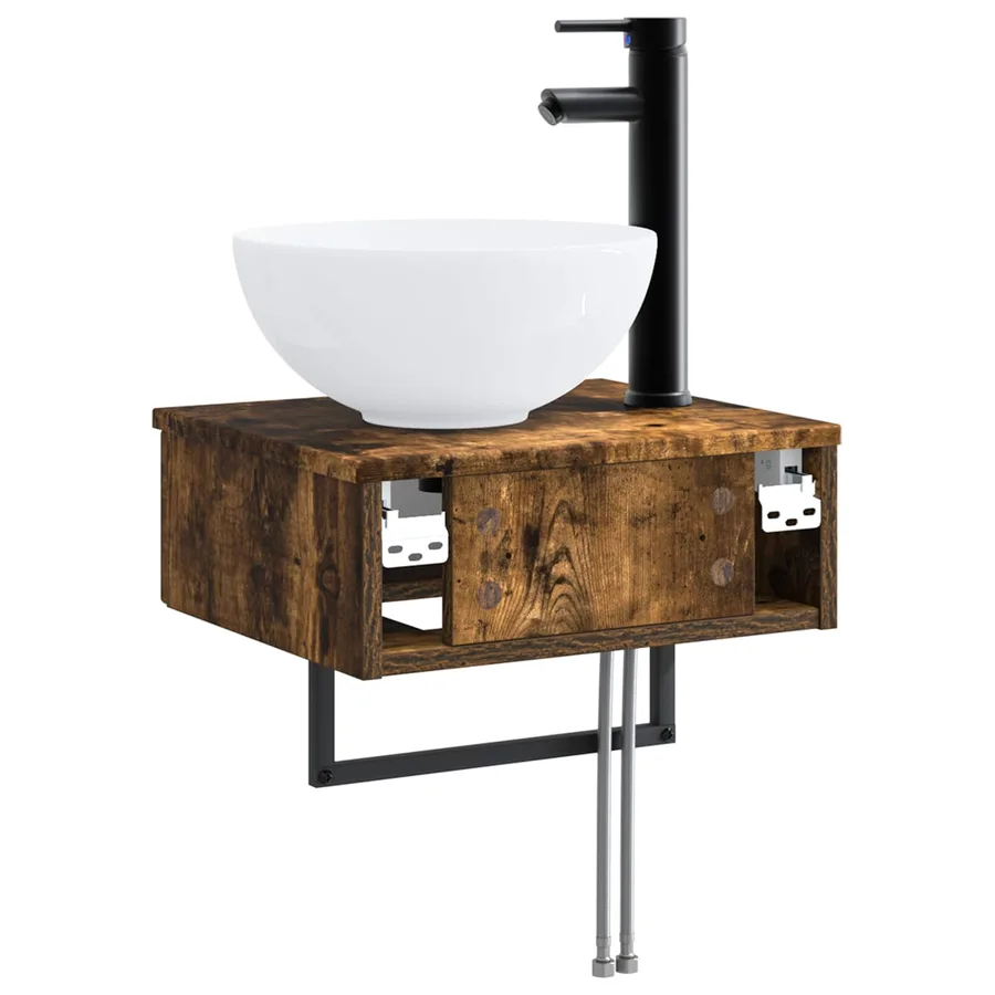 Basin de lavage mural Chêne fumé 40 x 35 x 39 cm - 5