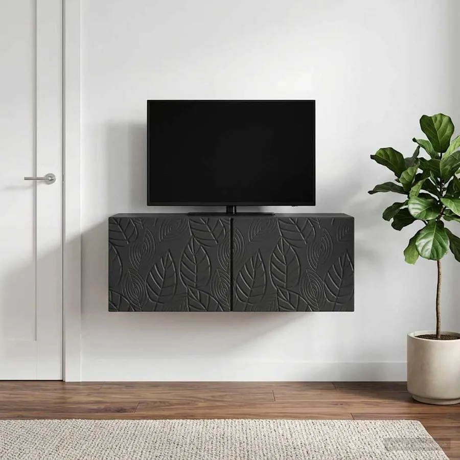 Meuble TV mural 78,5 x 31 cm Noir Bois d'ingénierie