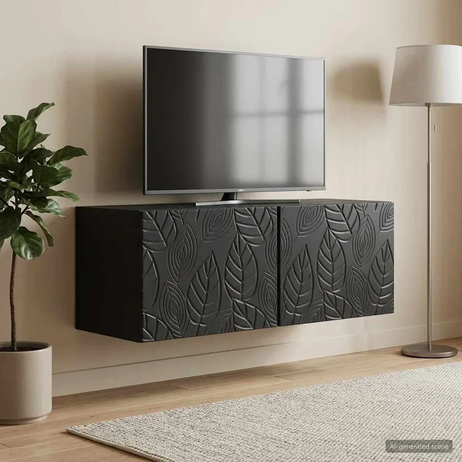 Meuble TV mural 78,5 x 31 cm Noir Bois d'ingénierie - 3