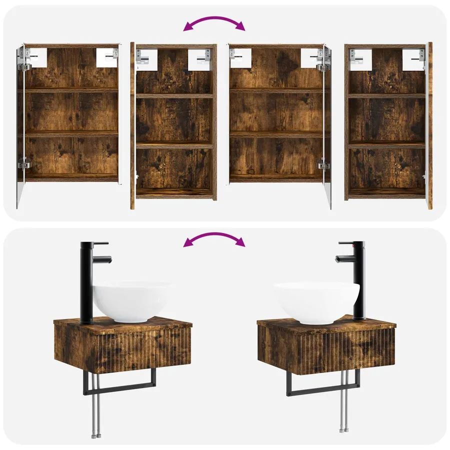 Ensemble de mobilier de salle de bain 5 pcs Chêne fumé - 14