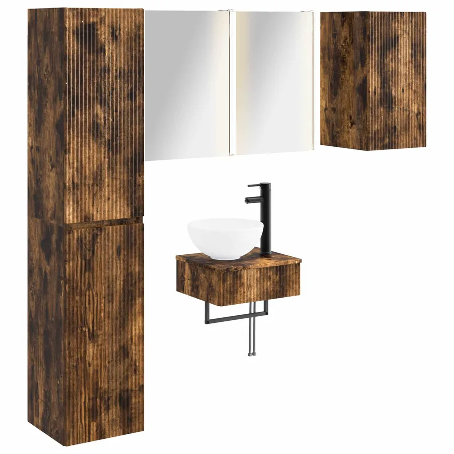 Ensemble de mobilier de salle de bain 5 pcs Chêne fumé - 2