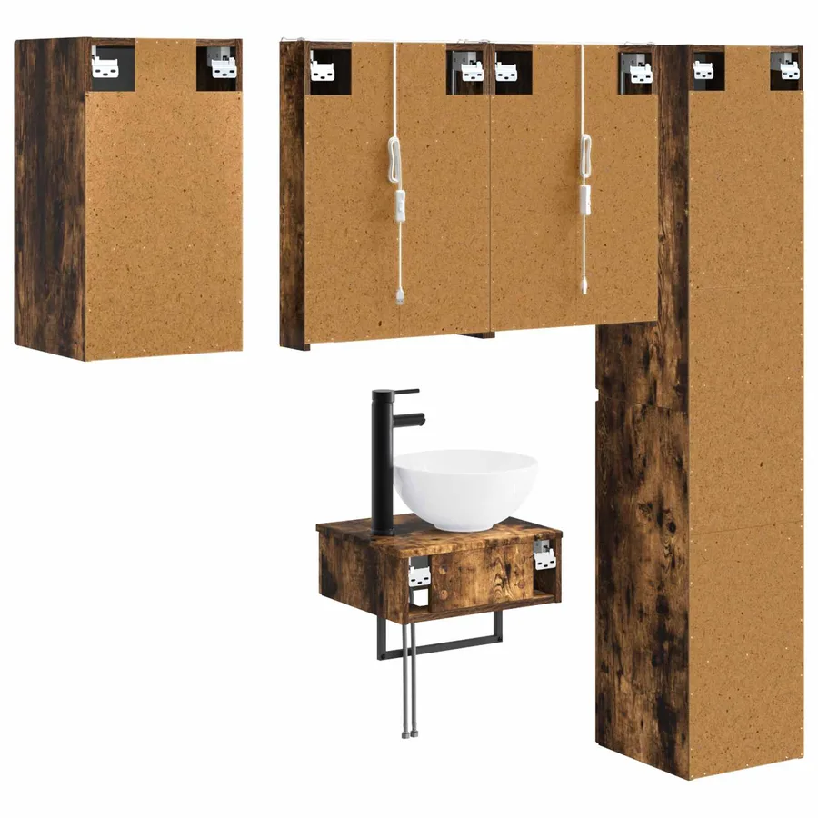 Ensemble de mobilier de salle de bain 5 pcs Chêne fumé - 9