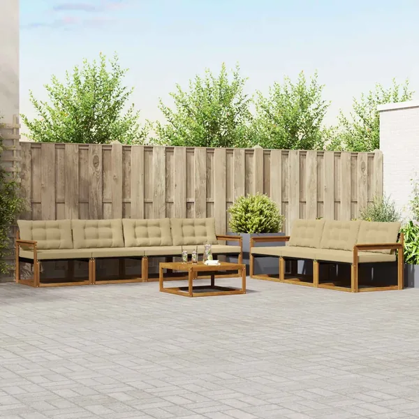 Ensemble de canapés d'extérieur 8 pcs Naturel et Beige