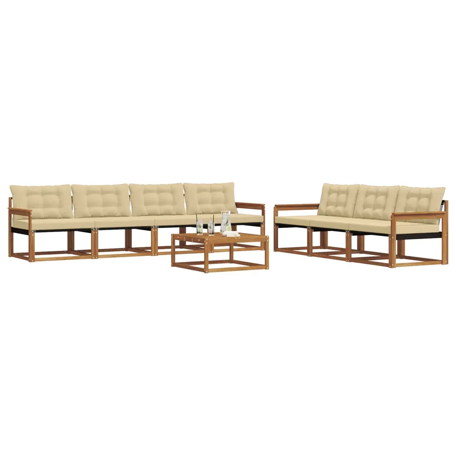 Ensemble de canapés d'extérieur 8 pcs Naturel et Beige - 3