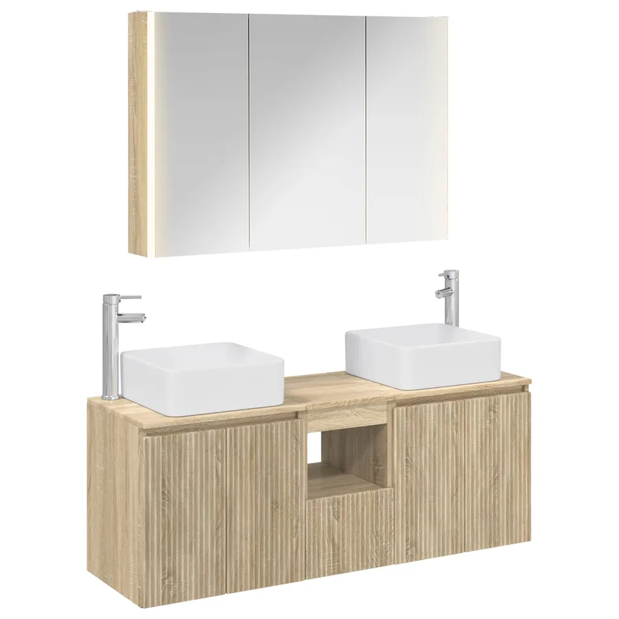 Ensemble d'armoire de salle de bain 4 pcs Chêne Sonoma - 2