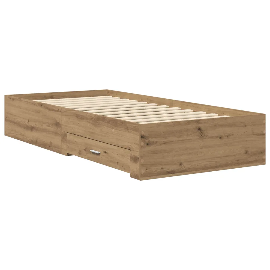 Cadre de lit avec tiroir Chêne artisanal Bois d'ingénierie - 2