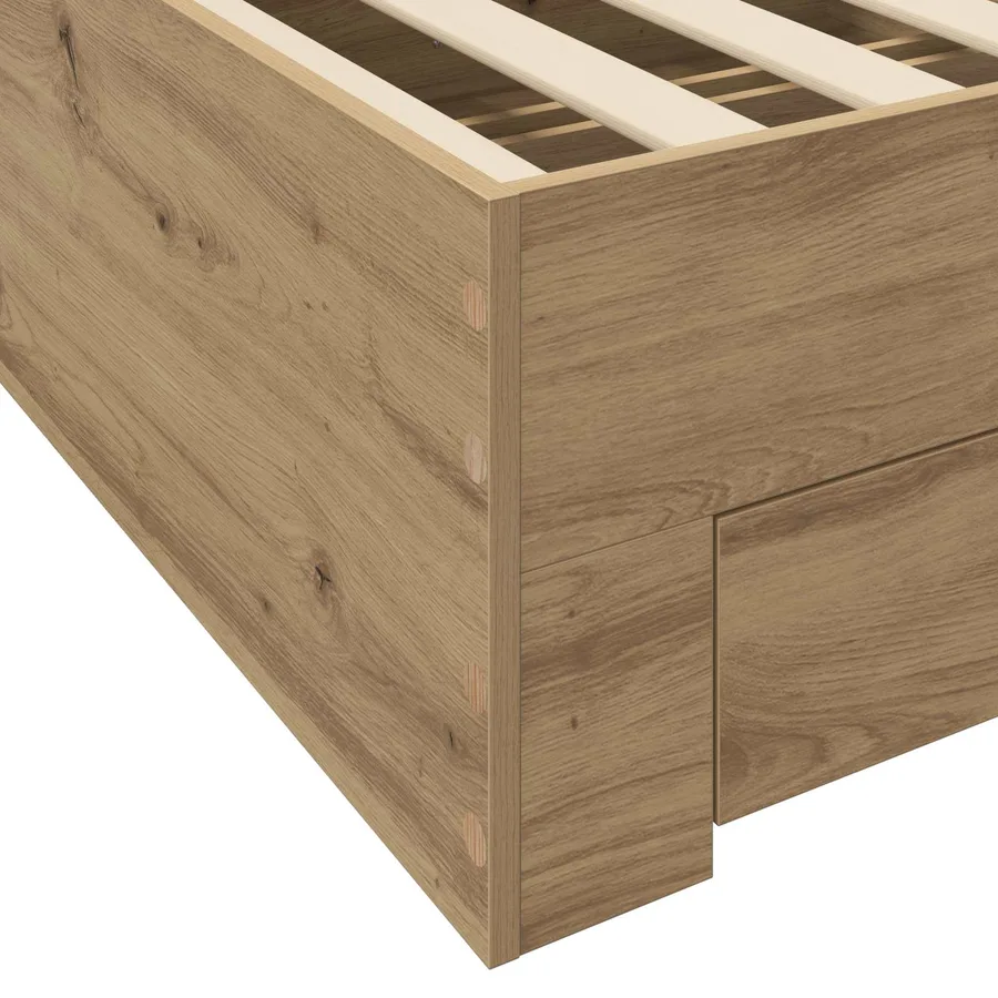 Cadre de lit avec tiroir Chêne artisanal Bois d'ingénierie - 5