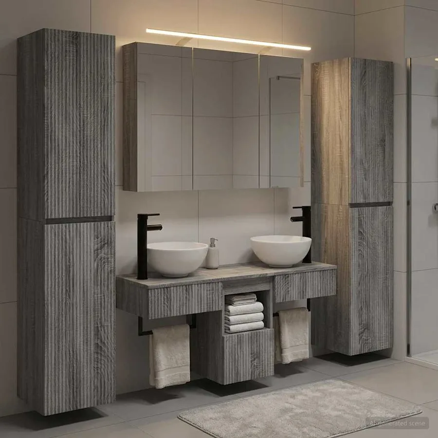 Ensemble de mobilier de salle de bain 6 pcs Sonoma gris - 4