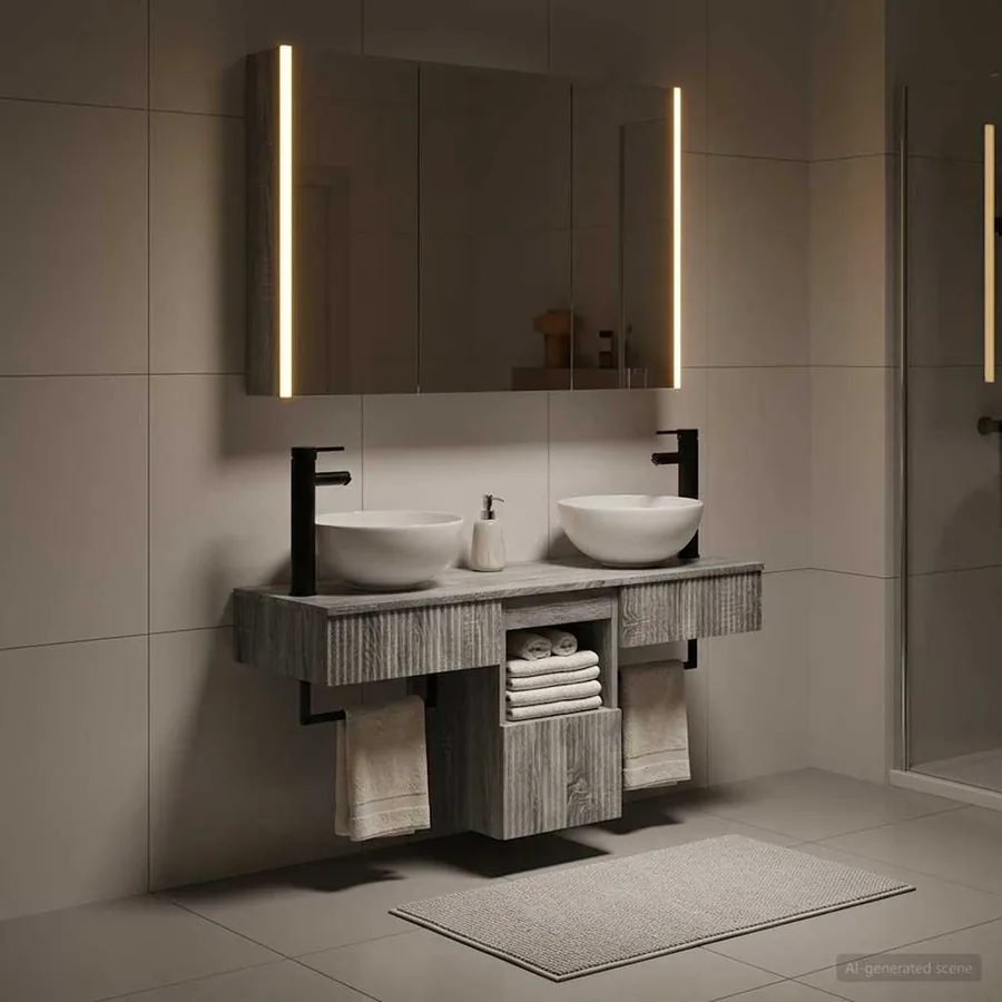 Ensemble d'armoire de salle de bain 4 pcs Sonoma gris