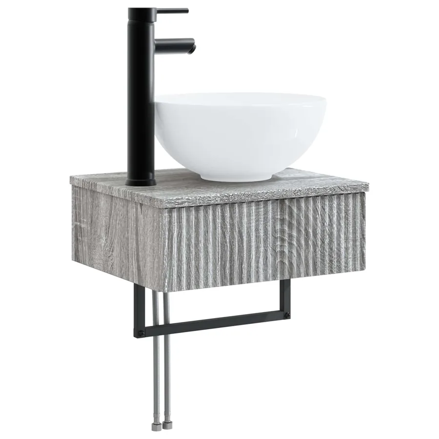 Ensemble d'armoire de salle de bain 4 pcs Sonoma gris - 5