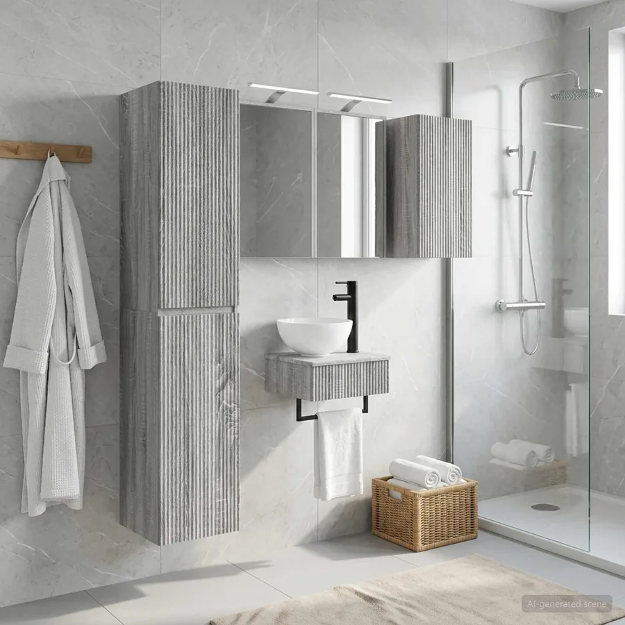 Ensemble de mobilier de salle de bain 5 pcs Sonoma gris