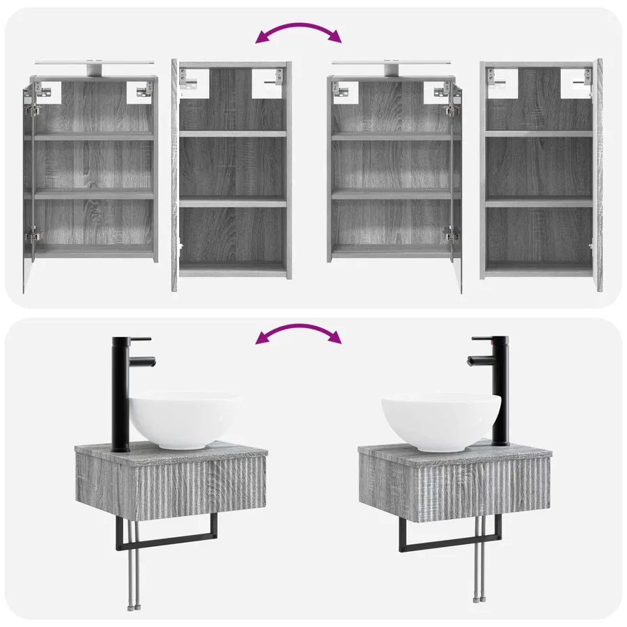 Ensemble de mobilier de salle de bain 5 pcs Sonoma gris - 14