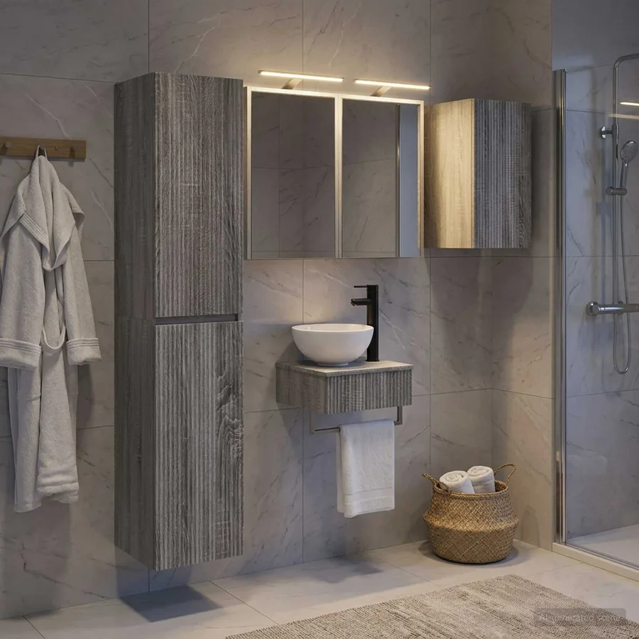 Ensemble de mobilier de salle de bain 5 pcs Sonoma gris - 4
