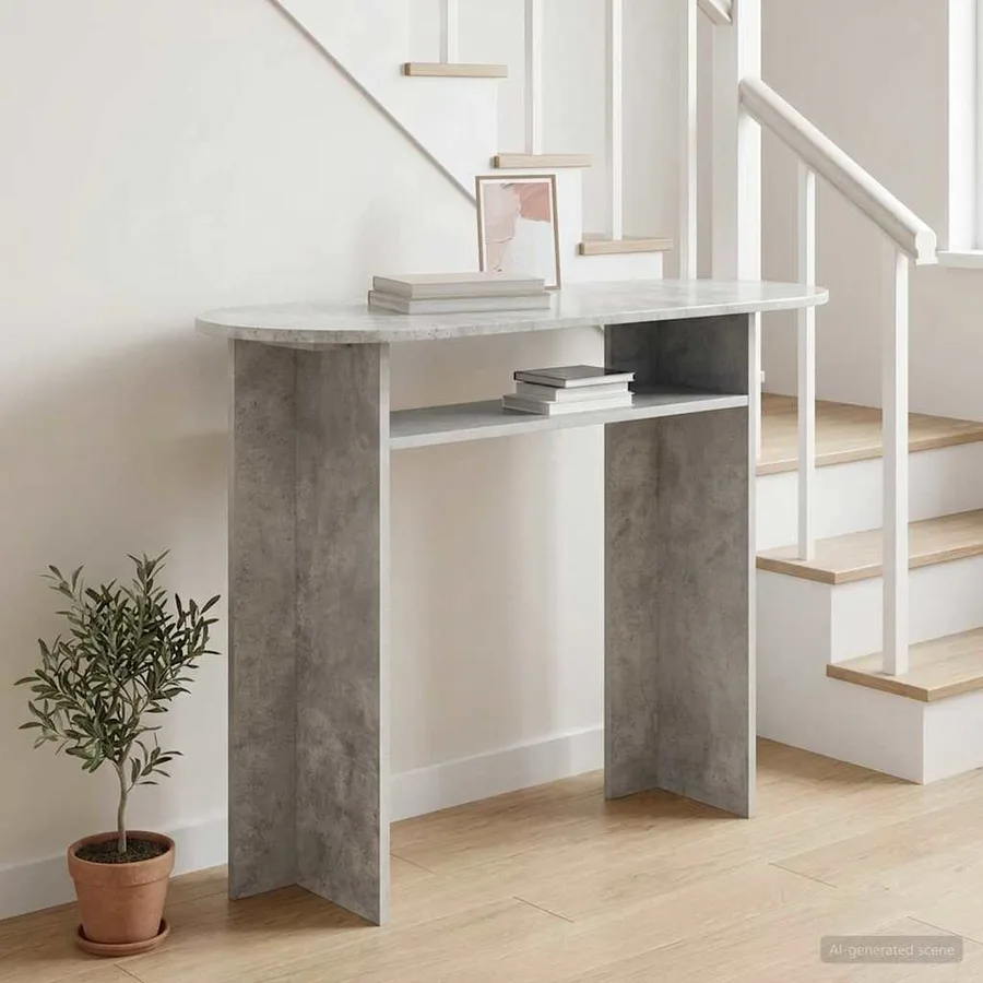 Table console Gris béton 100 x 39,5 x 75 cm Bois d'ingénierie - 4