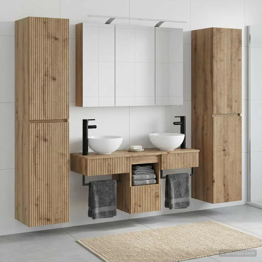 Ensemble de mobilier de salle de bain 6 pc Chêne artisanal