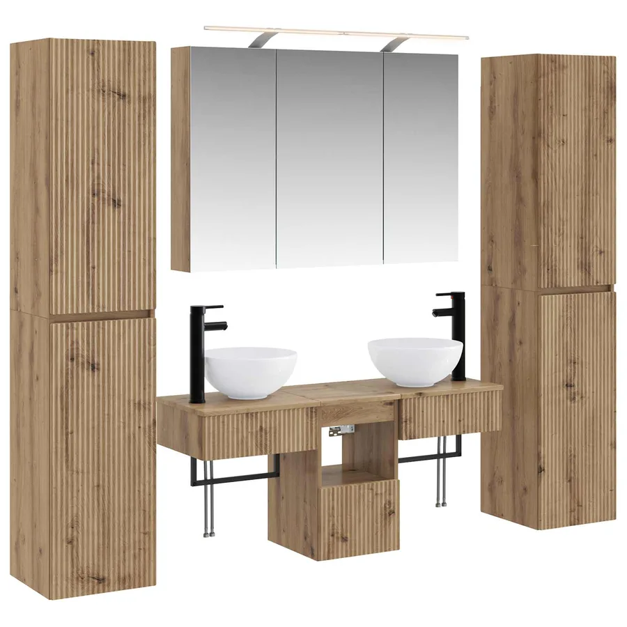 Ensemble de mobilier de salle de bain 6 pc Chêne artisanal - 2