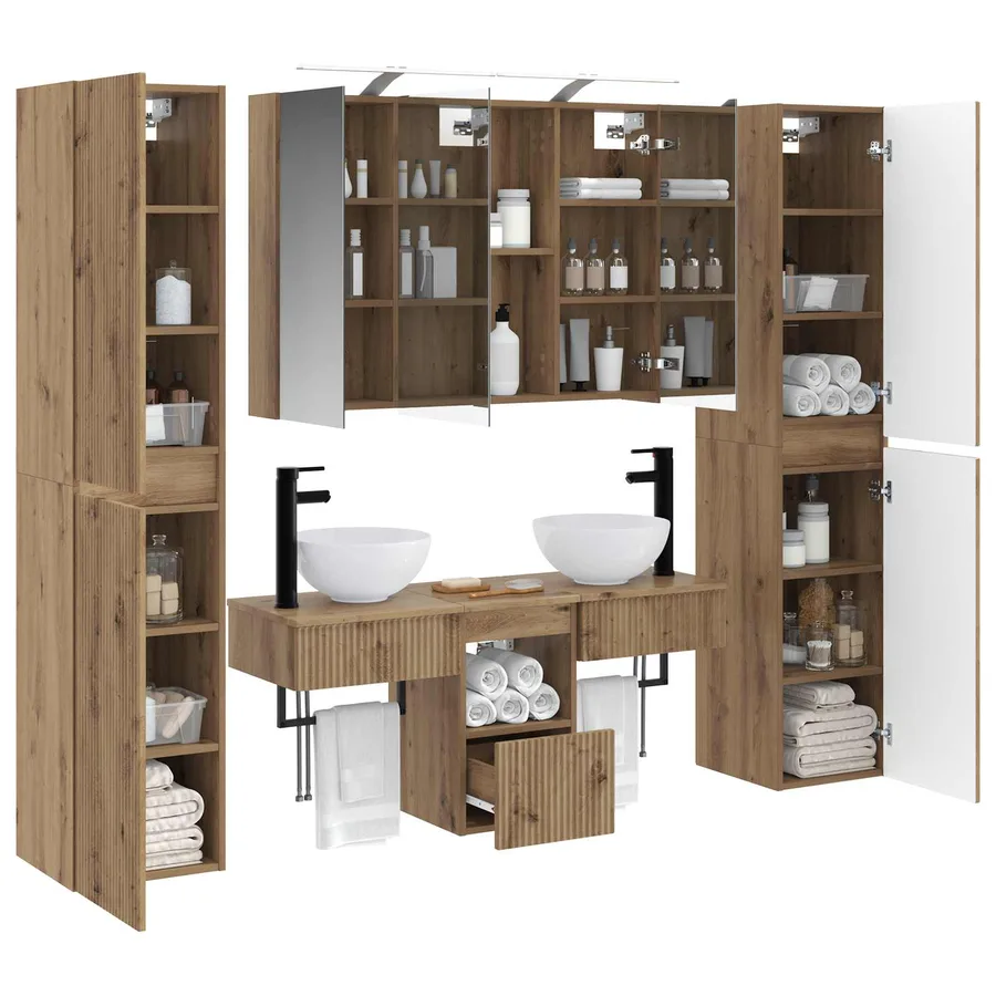 Ensemble de mobilier de salle de bain 6 pc Chêne artisanal - 3