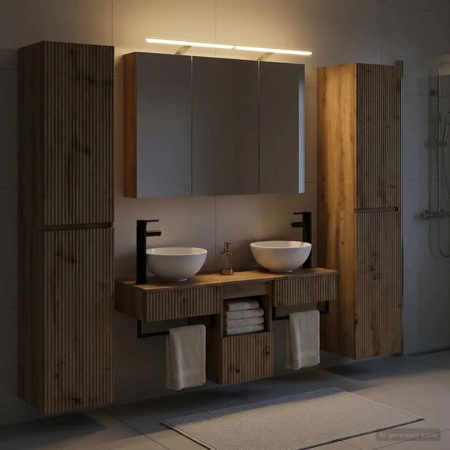 Ensemble de mobilier de salle de bain 6 pc Chêne artisanal - 4