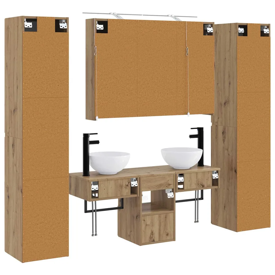 Ensemble de mobilier de salle de bain 6 pc Chêne artisanal - 9
