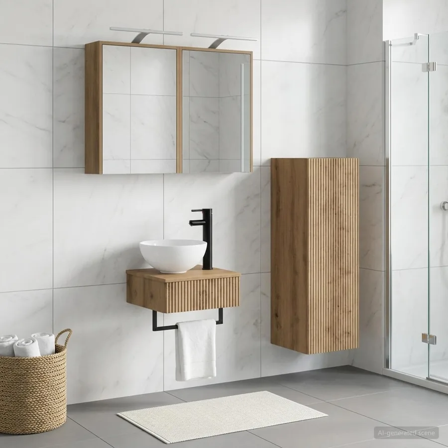 Ensemble d'armoire de salle de bain 4 pc Chêne artisanal