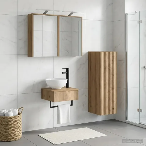 Ensemble d'armoire de salle de bain 4 pc Chêne artisanal