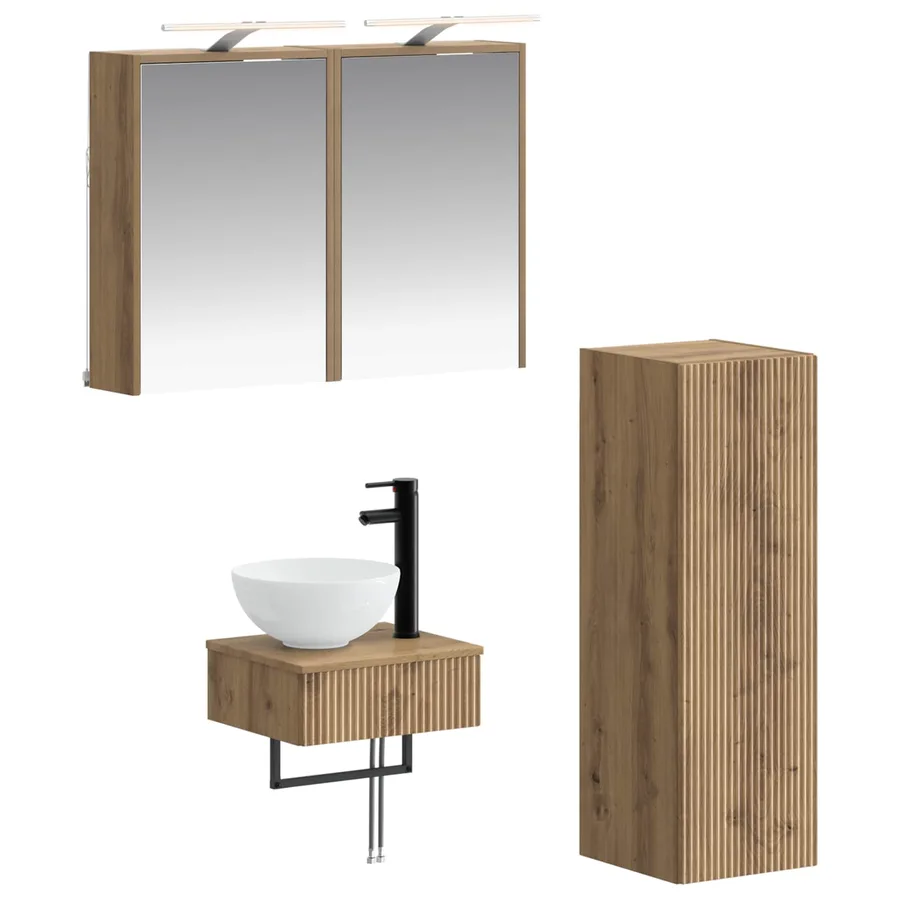 Ensemble d'armoire de salle de bain 4 pc Chêne artisanal - 2