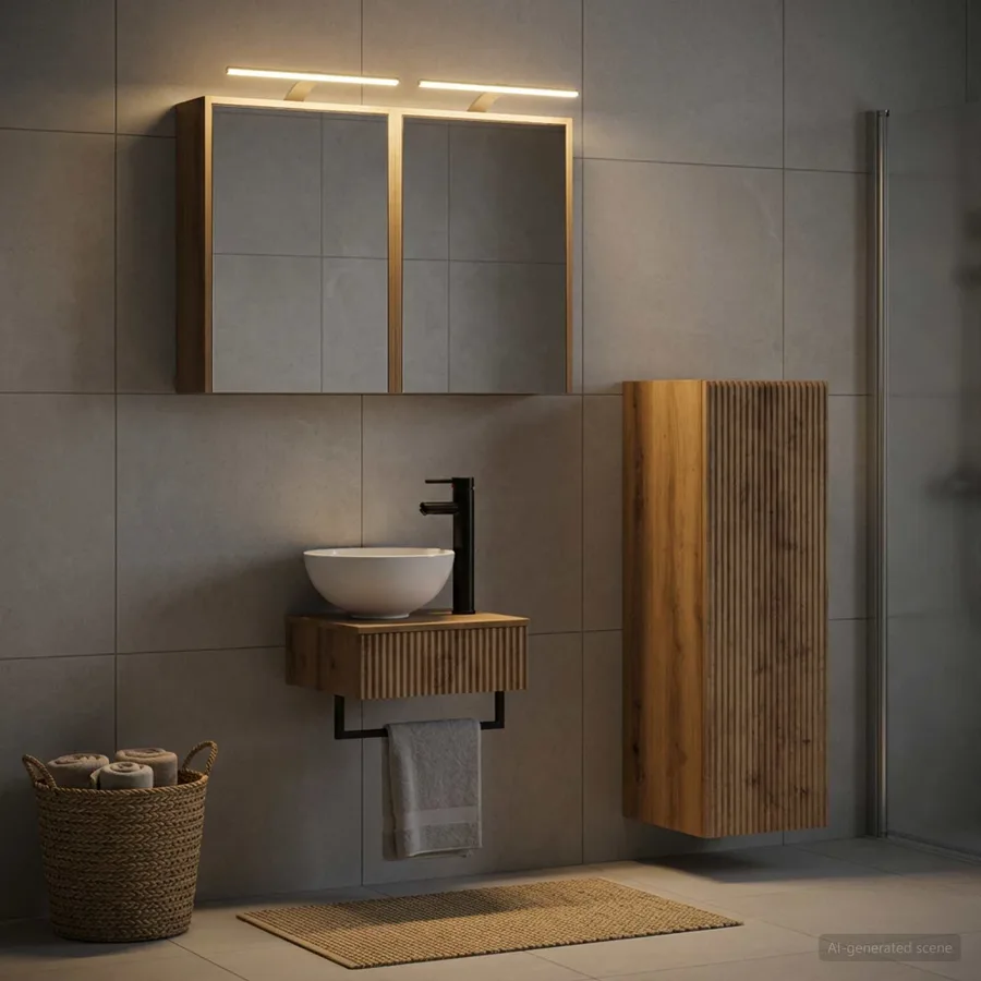 Ensemble d'armoire de salle de bain 4 pc Chêne artisanal - 4