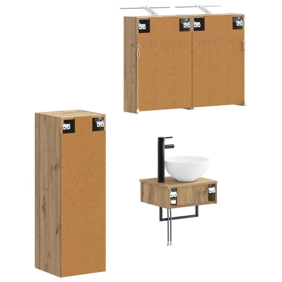 Ensemble d'armoire de salle de bain 4 pc Chêne artisanal - 5