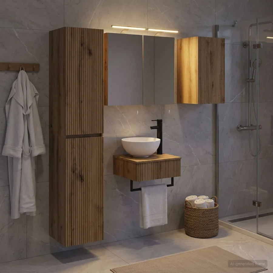 Ensemble de mobilier de salle de bain 5 pc Chêne artisanal