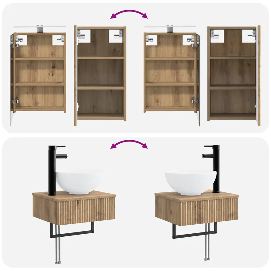 Ensemble de mobilier de salle de bain 5 pc Chêne artisanal - 14