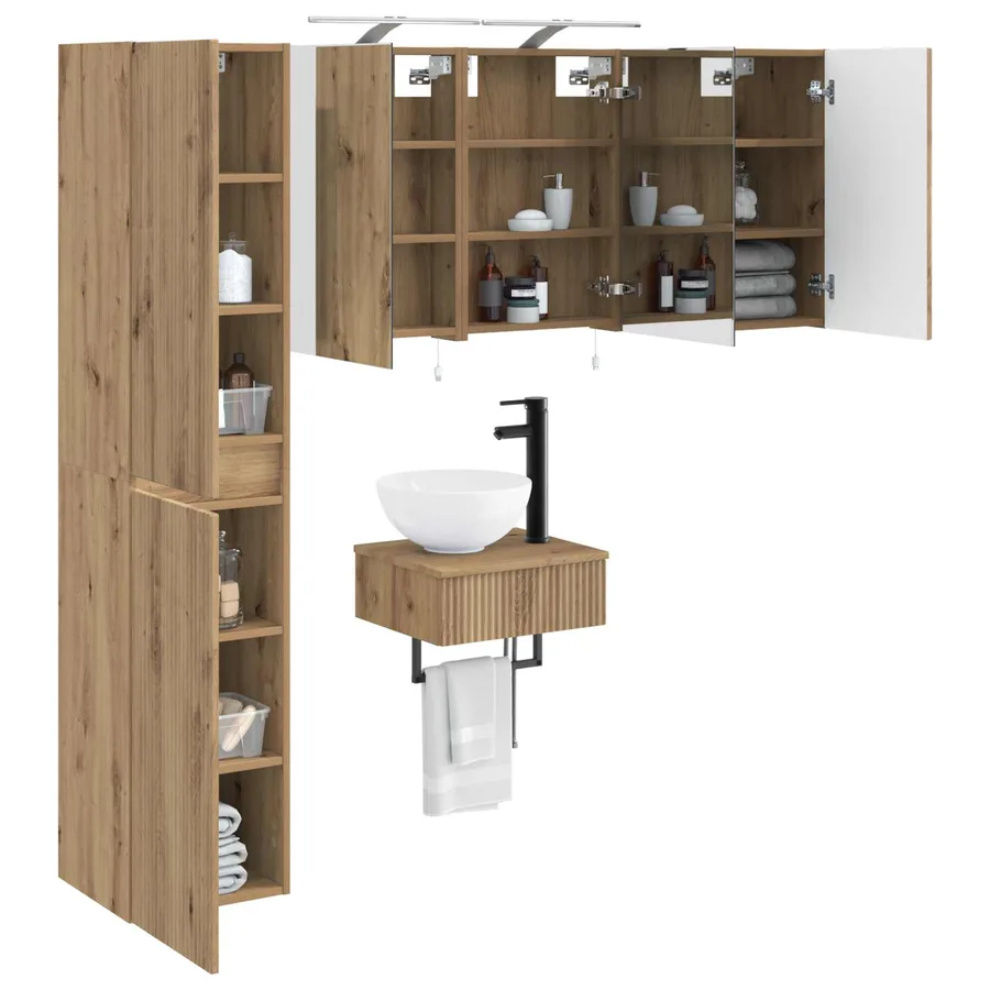 Ensemble de mobilier de salle de bain 5 pc Chêne artisanal - 3