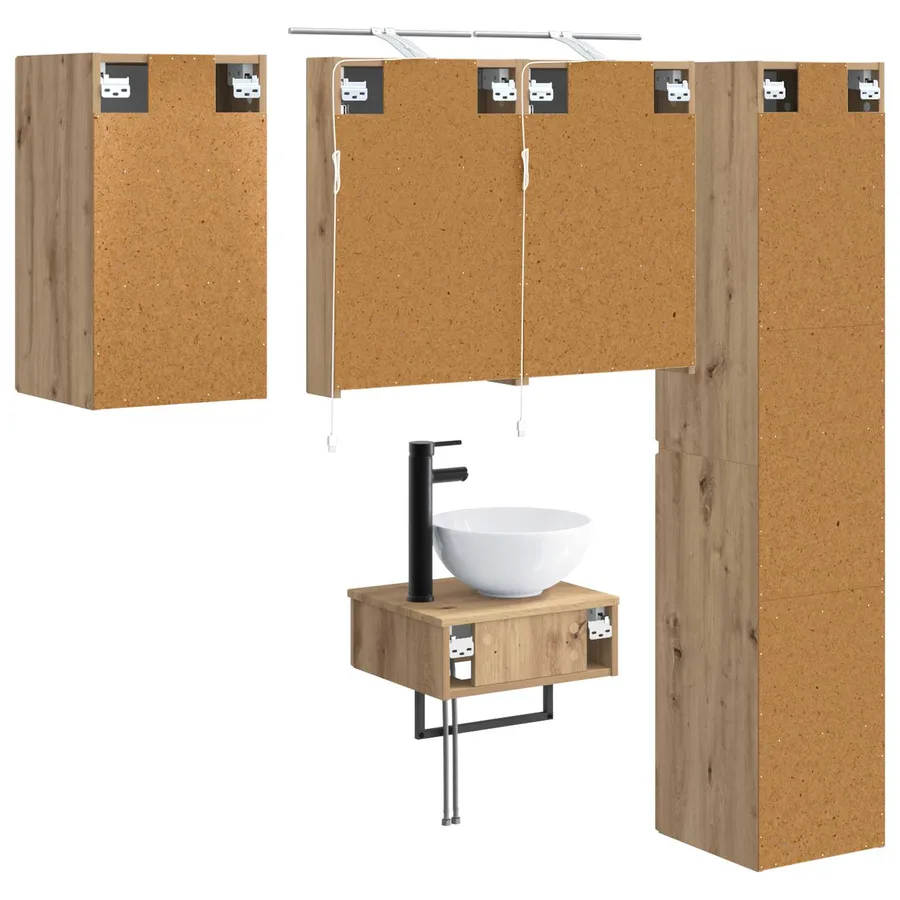 Ensemble de mobilier de salle de bain 5 pc Chêne artisanal - 9