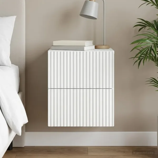 Cabinet de chevet mural avec tiroir Blanc 33 x 34,5 x 40 cm