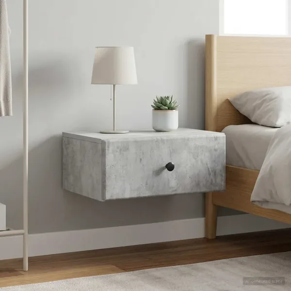 Cabinet de chevet mural 2 pcs Gris béton 49 x 34,5 x 20 cm