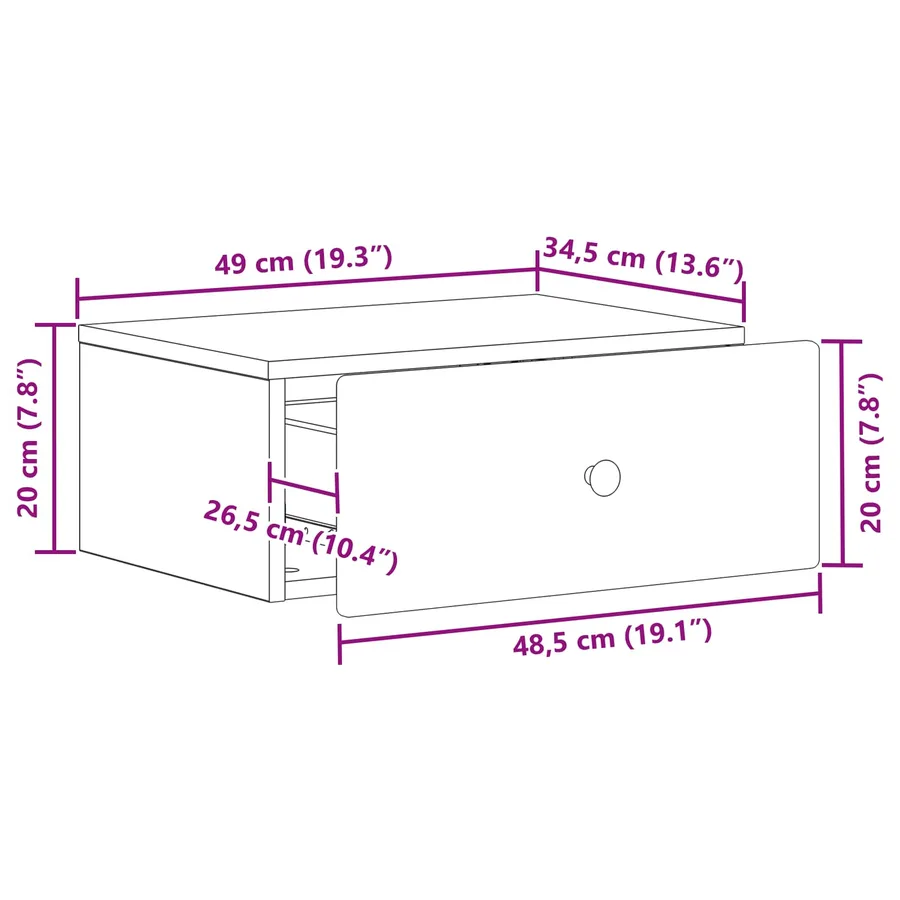 Cabinet de chevet mural 2 pcs Gris béton 49 x 34,5 x 20 cm - 11