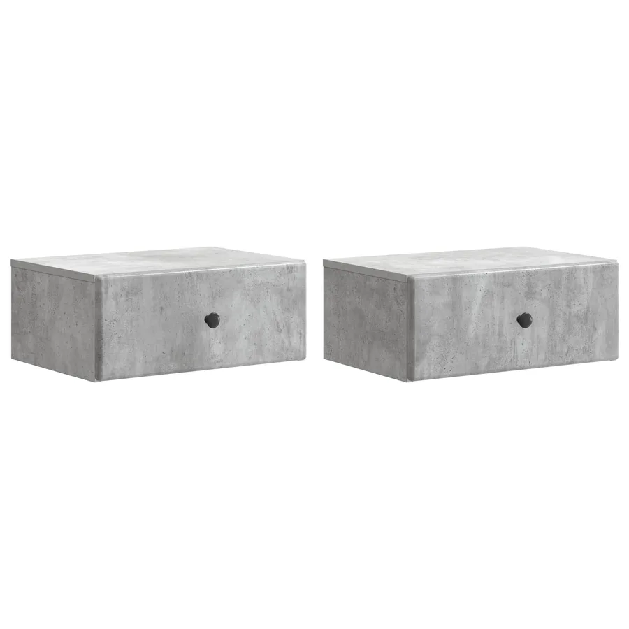 Cabinet de chevet mural 2 pcs Gris béton 49 x 34,5 x 20 cm - 2