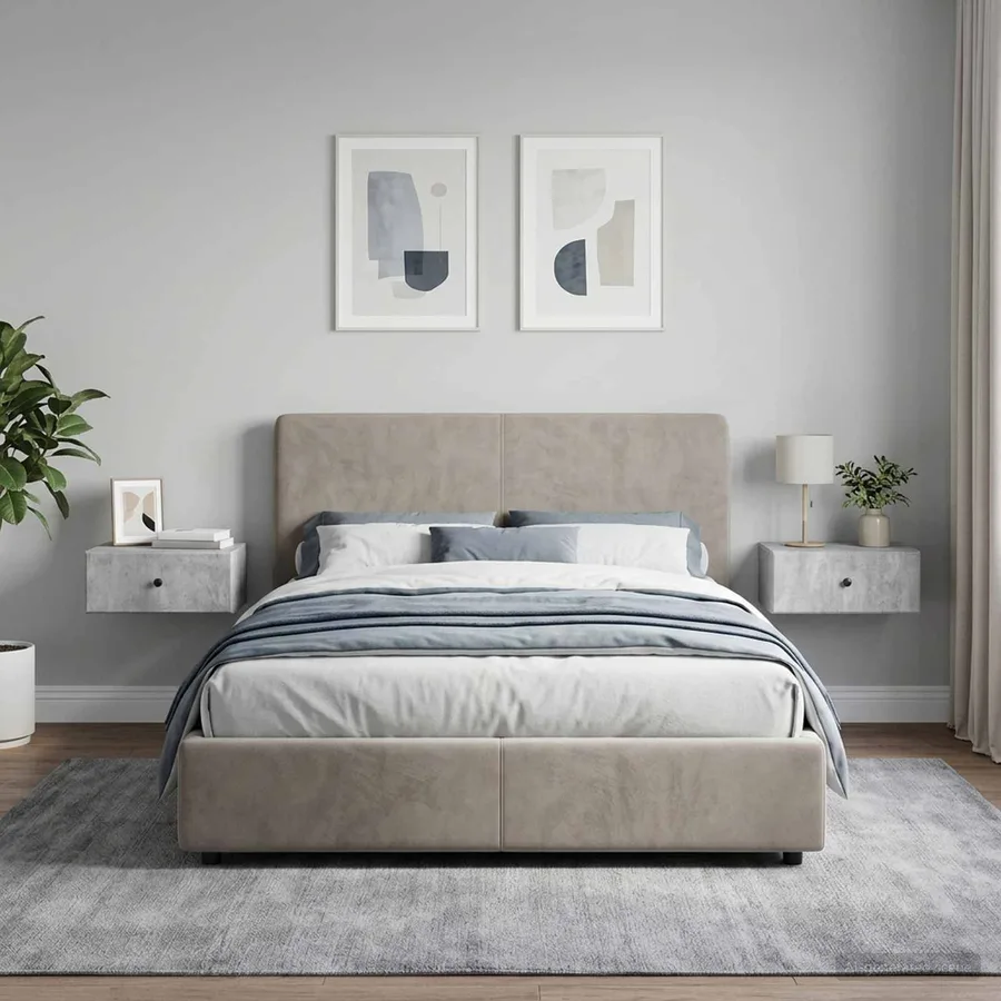 Cabinet de chevet mural 2 pcs Gris béton 49 x 34,5 x 20 cm - 4