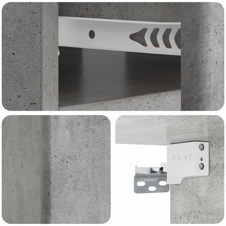 Cabinet de chevet mural 2 pcs Gris béton 49 x 34,5 x 20 cm - 8