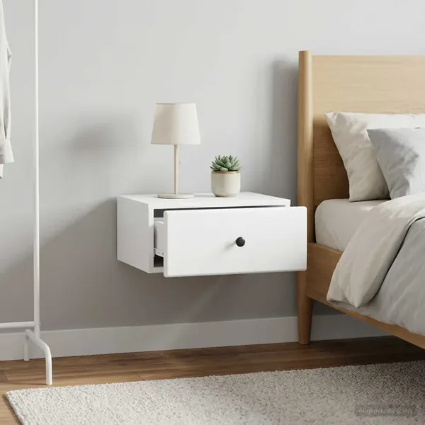 Cabinet de chevet mural 2 pcs Blanc 49 x 34,5 x 20 cm