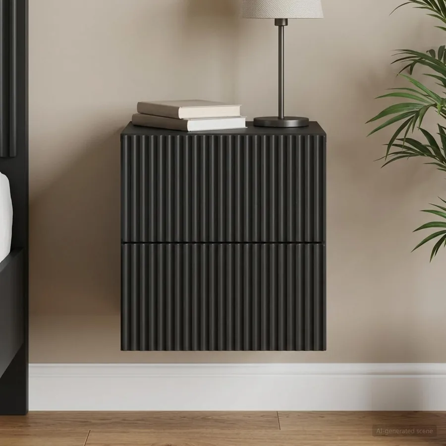 Cabinet de chevet mural avec tiroir Noir 33 x 34,5 x 40 cm
